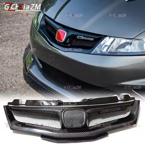 For 2006-2012 Honda Civic FN2 TYPE R True Carbon Fiber Shining Black Front Grille Mugen Style Automo