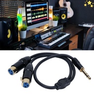 GESH1VX65 6.35mm TRS to 2 XLR Y Splitter Cable, 0.5m / 1.6ft Stereo Audio Dual XLR Female to 1/4in M