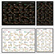 F1 2026 Season Info Calendar Poster on Black or White Landscape F1 Track Motorsports Wall Art Minima