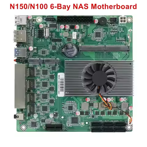 BKHD 6-Bay NAS Mainboard Low Power Intel N150 N100 6*SATA3.0 2*M.2 NVMe 4*2.5G 1*PCIE X1 1*DDR5 Fire