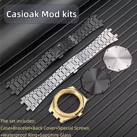 Titanium alloy set GA2100 Casioak mod kit GA2100 316L steel case strap bracelet GA2110 sapphire glas