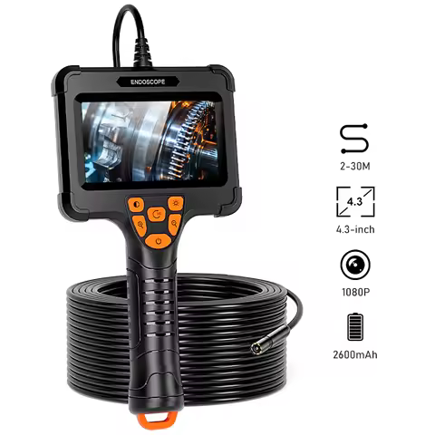 Handheld Industrial Endoscope 4.3'' IPS Screen Car Inspection Borescope 8MM Probe Waterproof Snake P