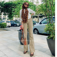 GS-Celana Jeans Highwaist Cutbray Nazoli Flared- Jeans Streetch Premium Quality