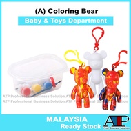 Toy Coloring Bear DIY Fluid Bearbrick Keychain Mini Mainan Bear Brick Key Chain Handmade Diy Colored