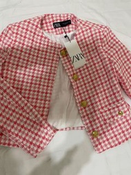 ZARA 小香風 粉紅色 西裝外套