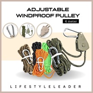 4M Outdoor Camping Pulley Adjuster Camping Tent Rope Buckle Adjustable Wind Rope Adjuster Khemah Tal