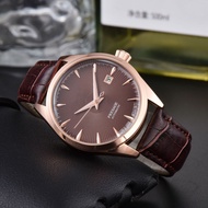 SKO Men's Automatic Mechanical Watch Belt Round Dial 43mm 2813 Movement Pin Buckle Mineral Tempered 