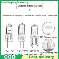 Ed 12V 220V 2-Pin Type G4/G5.3/G9 Halogen Lamps Lights 20W/25W/35W/40W Clear Each Bulb For Home Deco