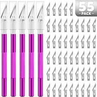 5 PACK Exacto Knife, 55 PCS Exacto Knife Set, Ergonomic Craft Knife Supplied with 50 Metal Blade Rep