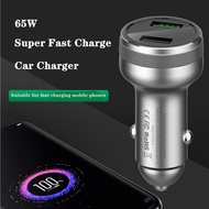 car charger quick adapter fast charging 65W Metal Dual port USB type-c motor truck 12v 24v