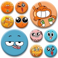 Funny Cartoon Game Figure Darwin Gumball Watterson Enamel Pins Handmade Round Brooch Backpacks Cloth