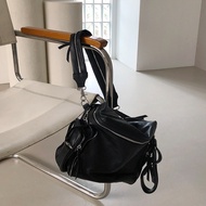 Halloween Mbti Black Fashion Shoulder Bag For Women Simple Large Capacity Gothic Bag Men Bag PU Leat