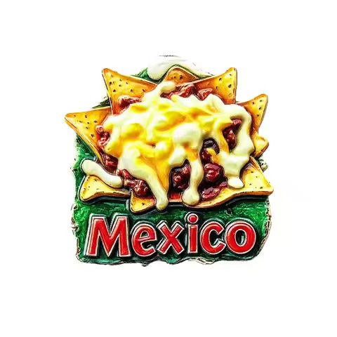 Mexico Nachos Fridge Magnet - Vibrant 3D Cheese & Salsa Snack Unique Mexican Foodie Souvenir for Tra
