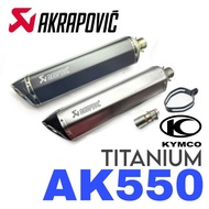 Design AKRAPOVIC Exhaust KYMCO AK550 Slip On Stainless Steel Link Pipe Long TITANIUM Tabung Ekzos Mu
