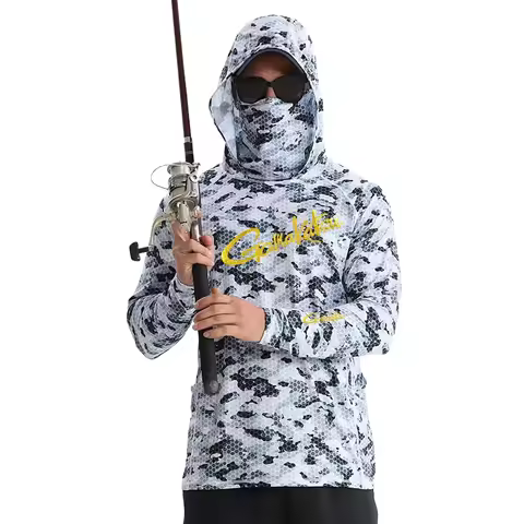 New GAMAKATSU Man Fishing Hoodie Summer Outdoor Thin Ice Silk Quick Drying Hoodie Long sleeved Magic