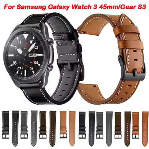 22mm Leather Strap For Samsung Galaxy Watch 3 45mm 46mm Bracelet Belt For Samsung Gear S3 Frontier C