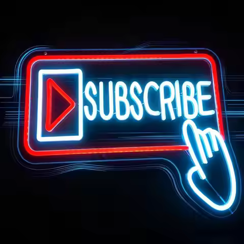 Subscribe Neon Sign Stylish Play Button Cursor Wall Light for Streamers/Gamers Content Creator Rooms