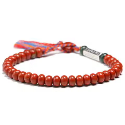 Natural Red Jasperr 6*4mm Beads Simple Bracelet Women Men Six ture words Charm Tibetan Buddhist Hand