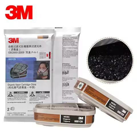 3M Gas Mask Filters 6001 Dust Organic Gases Chemical Paint Resin Compatible Face Masks 6200 7502 680