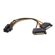 6 Pin PCIe to Dual SATA 15 Pin Male Power Cable, 2X 15-Pin SATA Male to 6 Pin PCI-Express Female Vid