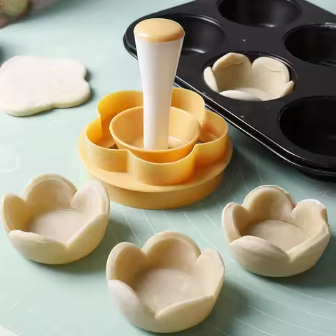 2pcs, Flower pastry cutter and tart tamper unit-perfect for baking tarts, biscuit cutter-kitchen gad