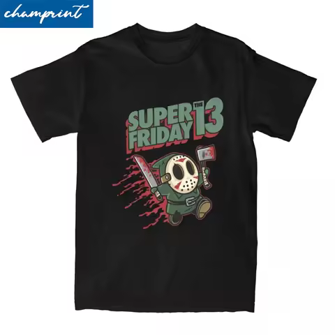 Printed Jason Voorhees T Shirt Men Cotton Short Sleeve Friday 13th O-neck Tops