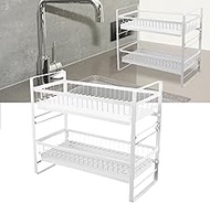 Dish Drying Rack, Multifunctional Dish Rack 2 Tier Large Capacity Strong Metal PP Easy Assembly 2 Ti