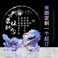 Excellent Glass Round Gifts Retirement Dragon Ornaments Staff Medals White Crystal Ship Souvenirs Bu