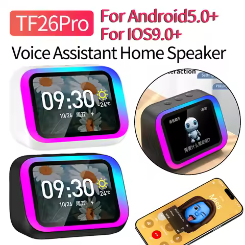TF26Pro Voice Assistant Home Speaker Portable BT Speaker Alarm Clock Hands-Free Calling Music Playba