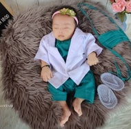 Kostum Dokter Bayi Perempuan Laki Laki Baju Nakes Bidan Properti Foto Newborn Photoshoot Aesthetic