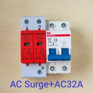 AC Circuit Breaker 32A ยี่ห้อ LW + AC Surge Protector ยี่ห้อ SUNNOM AC (เบรกเกอร์ AC 32 แอมป์+กันฟ้า) ใช้กับงานไฟฟ้ากระแสสลับ 220 V. ทั่วไป