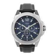 Timex TW2V43200 TREND ESSEX นาฬิกาข้อมือผู้ชาย สายหนังดำ หน้าปัดสีน้ำเงิน