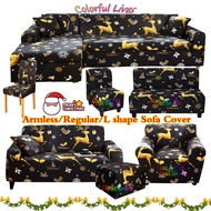 Black Christmas Deer Design Sofa Cover Soft Sofa Cover Set for L shape/Armrest/Armless Sofa