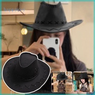 HAP Women Hat Brimmed Hat Western Cowgirl Hat Scarf Headwear Set Adult Female Cosplay Costume Kerchi