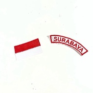 MERAH Bet Embroidered Logo Badge/ Surabaya Red and White Flag/ 3x5cm Woven