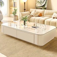 Tea Table Household Slate 2025 Light Luxury New Style Simple Rental Room Coffee Table Cream Small Ap