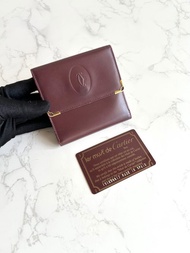 絕版古董包 Cartier酒紅色錢包 皮夾 短夾零錢包 口金包 中古二手