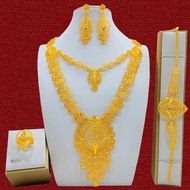 Jewellery Set 4-piece Necklace and Bracelet Ring Earrings Gold plated 24K Indian jewellery necklace 