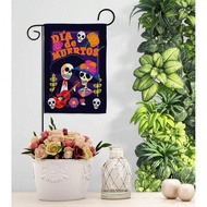 1pc-Day Of The Dead Halloween Couplets - Colorful Sugar Skull Couple Design On Premium Polyester Fab