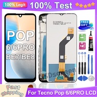 For Tecno Pop 6 / Pop 6 Pro LCD Display BE7 BE8 Touch Screen Digitizer With Frame Assembly Replaceme