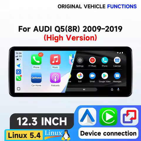 Hizpo 12.3" Wireless CarPlay Android Auto Car Multimedia Linux Screen For AUDI Q5(8R) 2009-2019 (Hig