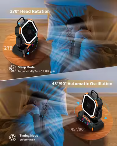 40000mAh High-Capacity Battery LED Light Camping Fan Movable Wireless Air Circulators Outdoor Ventil
