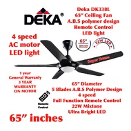 Deka Remote Control Ceiling Fan with LED Light (Ultra Bright) DK338L (Black) 65 inch 5 Blades A.B.S Polymer Design