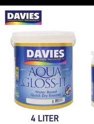 Davies Aqua Gloss It Odorless Water Based Paint 1 Liter 100% Acrylic Quick Dry Enamel Wood Metal Sur