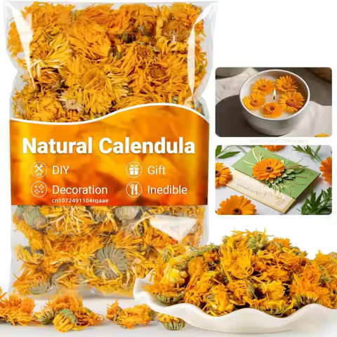 Natural Dried Marigold Flowers (Orange Calendula) for Festival Wedding Decor, Aromatic Diwali Table 