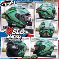 หมวกกันน็อค REAL HELMET OSLO / MAGMA แว่นตา2ชั้น รองรับ : การติดตั้งบลูทูธ 2026 MAGMA GEEN GOLD XL
