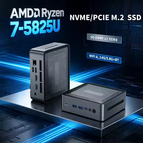AMD Ryzen 7 5825U Mini Gaming PC 8C16T 4.5GHz 16GB DDR4 3200 M.2 SSD HDD Win11 Pro WIFI6 BT5.2 Deskt