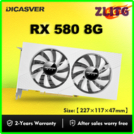 ZLITG DICASVER AMD RX 580 8G Graphics Card GDDR5 256Bit 2048SP PCI Express 3.0×16 Computer 8Pin DP H
