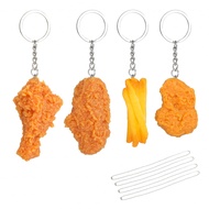 4pcs Chicken Nugget Keychain Funny 3d Fake Food Key Chains Gag Gifts for Women Men