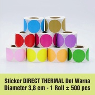 Direct THERMAL Label Dot Sticker Color 38 mm Plain Round Thermal Print Sticker diameter 3.8 cm (500p